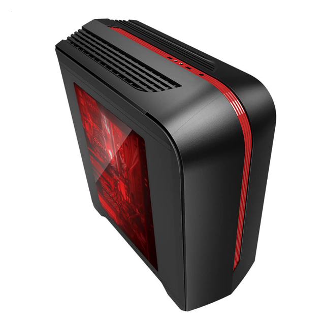 Gabinete GameFactor CSG500-RD | Negro con Rojo | Panel de Acrílico | Micro ATX | 1 Ventilador