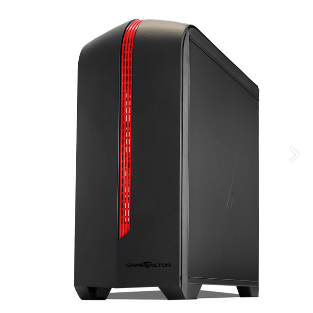 Gabinete GameFactor CSG500-RD | Negro con Rojo | Panel de Acrílico | Micro ATX | 1 Ventilador