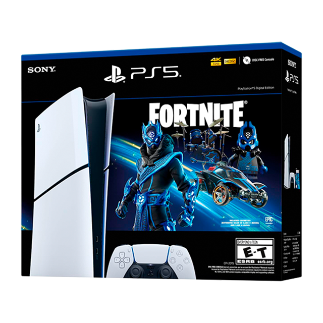 Consola PlayStation 5 Slim Digital Edition, 1TB SSD, Fortnite Cobalt Star Bundle, 4K 120Hz, HDR – 1000045142