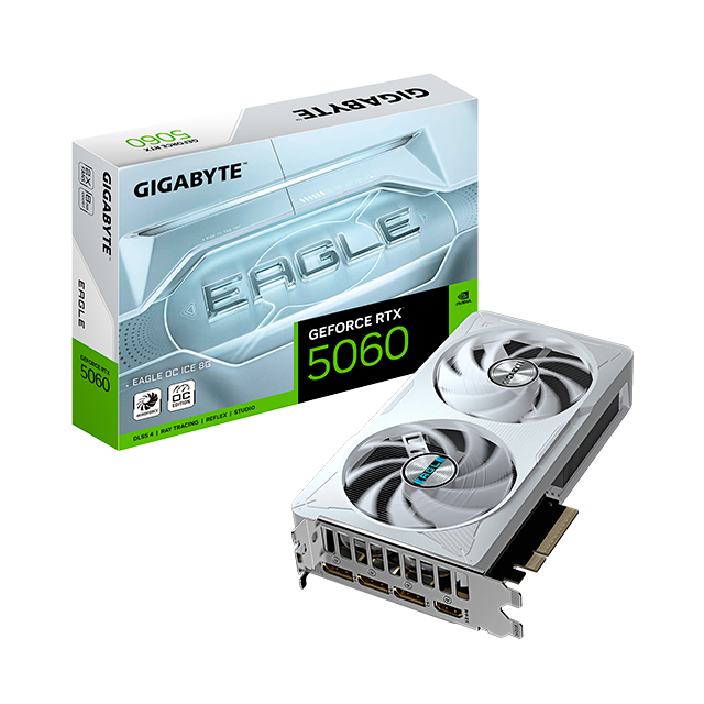 Tarjeta de Video Nvidia Gigabyte GeForce RTX 5060 Eagle OC ICE, 8 GB GDDR7, Color Blanco – GV-N5060EAGLEOC ICE-8GD