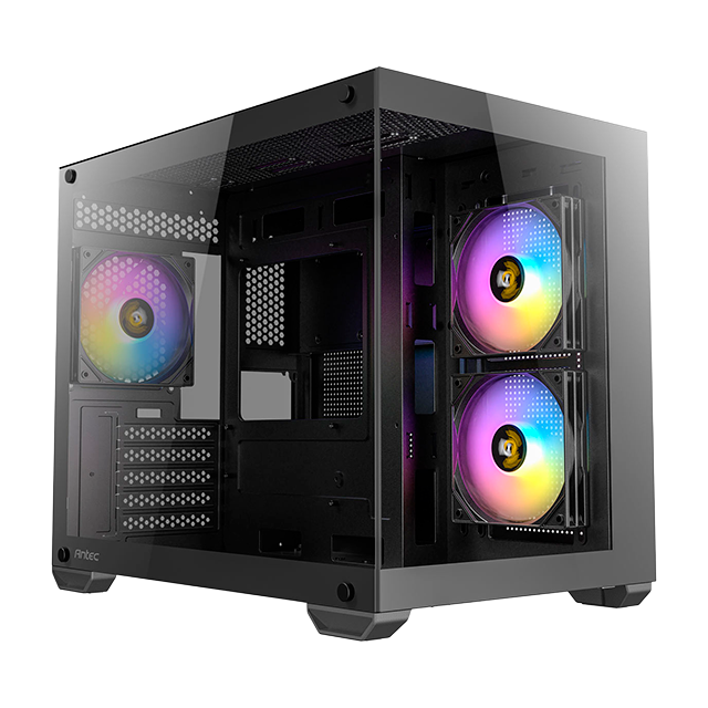 Gabinete Antec CX600M ARGB, Mini Tower Micro-ATX, Cristal Templado, Panel de Malla, 3 Ventiladores ARGB PWM, USB-C, sin Fuente, Negro – CX600M ARGB_B