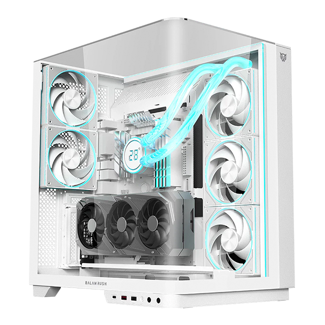 Gabinete Gamer Balam Rush Tank Expert Curve 7800 – Media Torre ATX, Cristal Templado Curvo, USB-C ARGB Blanco – BR-941563