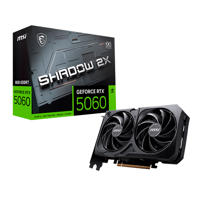 Tarjeta de Video MSI GeForce RTX 5060 SHADOW 2X OC, 8GB GDDR6, PCI Express 4.0 – RTX 5060 SHADOW 2X OC
