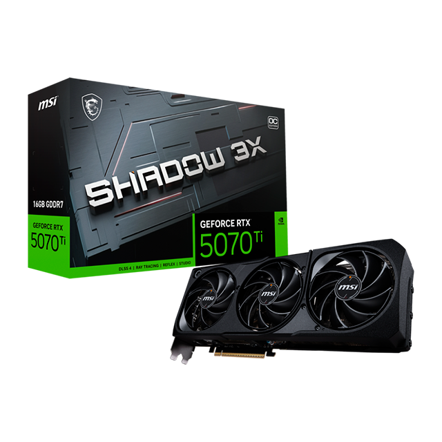 Tarjeta Gráfica MSI GeForce RTX 5070 Ti Shadow 3X, 16GB GDDR7, PCIe 5.0, Triple Ventilador – RTX5070TI-SHADOW-3X-16G