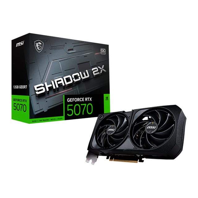 Tarjeta Gráfica MSI GeForce RTX 5070 Shadow 2X OC, 12 GB GDDR7, PCIe 5.0, Dual Ventilador – RTX5070-Shadow-2X-12G