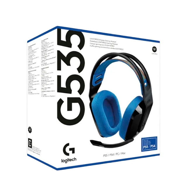 Headset Gamer Logitech G535 LIGHTSPEED, Inalámbrico USB, 40 mm, Micrófono Flip-to-Mute, Batería Hasta 33 Horas, Negro – 939-002218