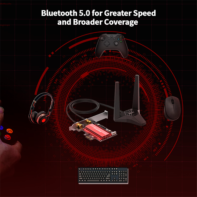 Tarjeta de Red Wavlink AX3000, PCIe, Wi-Fi 6E + Bluetooth 5.2, Triple Banda, 3000 Mbps, Antena Externa - WL-WN675X2
