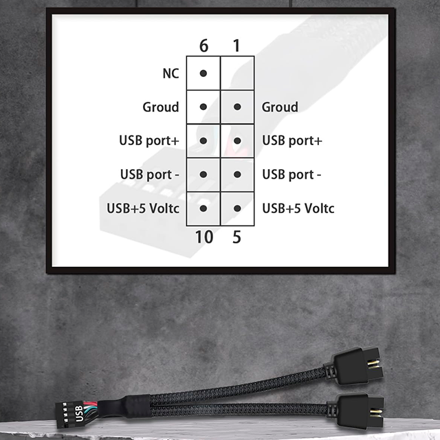 Cable Divisor USB 2.0 Interno de 9 Pines COMeap, 1x a 2x Headers