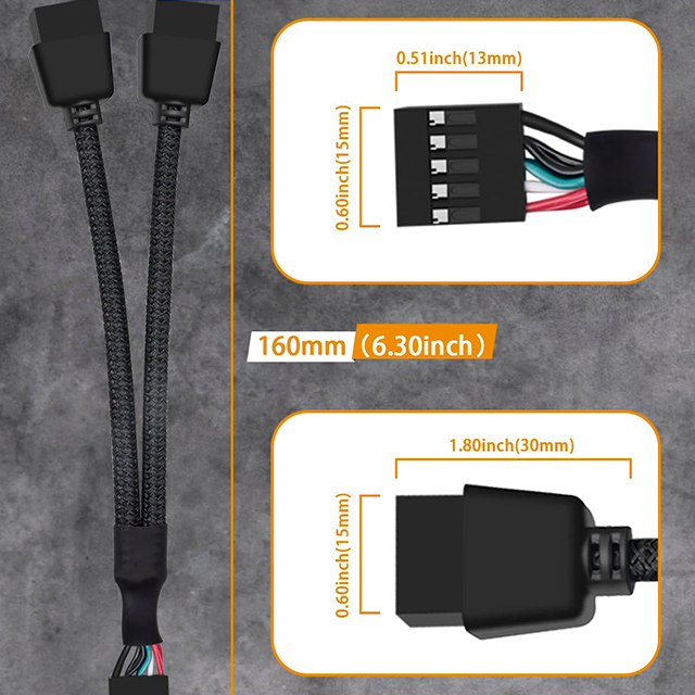 Cable Divisor USB 2.0 Interno de 9 Pines COMeap, 1x a 2x Headers
