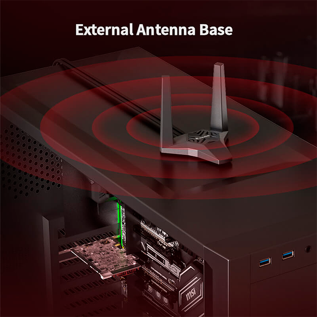 Tarjeta de Red Wavlink AX3000, PCIe, Wi-Fi 6E + Bluetooth 5.2, Triple Banda, 3000 Mbps, Antena Externa - WL-WN675X2