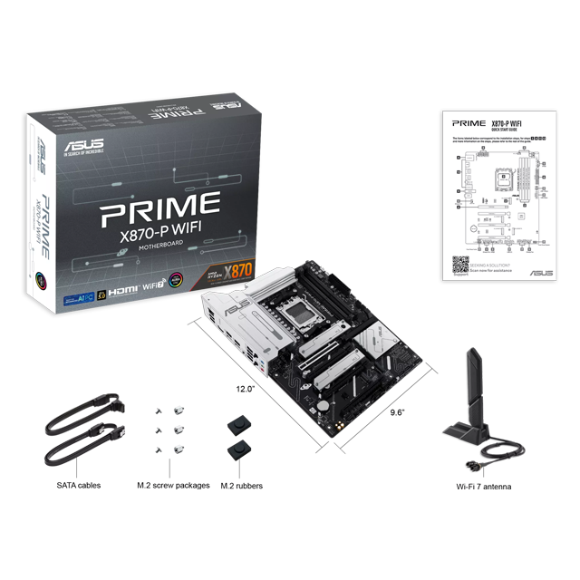 Tarjeta Madre ASUS Prime X870-P WIFI, AMD AM5, DDR5, ATX, PCIe 5.0, Wi-Fi 7, Bluetooth, 2.5Gb Ethernet, USB 40Gbps – PRIME X870-P WIFI