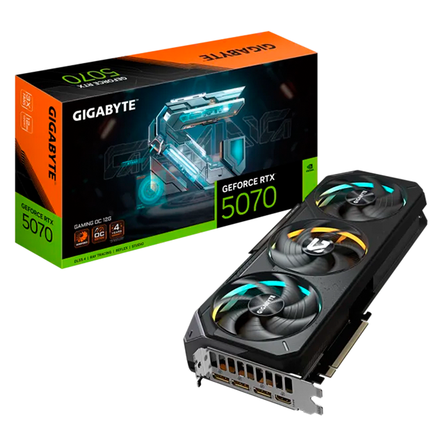 Tarjeta de Video Gigabyte GeForce RTX 5070 Gaming OC, 12 GB GDDR7, 192-bit, PCIe 5.0, DLSS 4, WINDFORCE, RGB Halo – GV-N5070GAMING OC-12GD