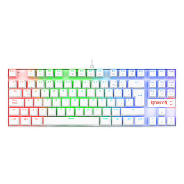 Teclado Mecanico Redragon Kumara White K552WRGB-SP, TKL, Switches Redragon Blue, Español