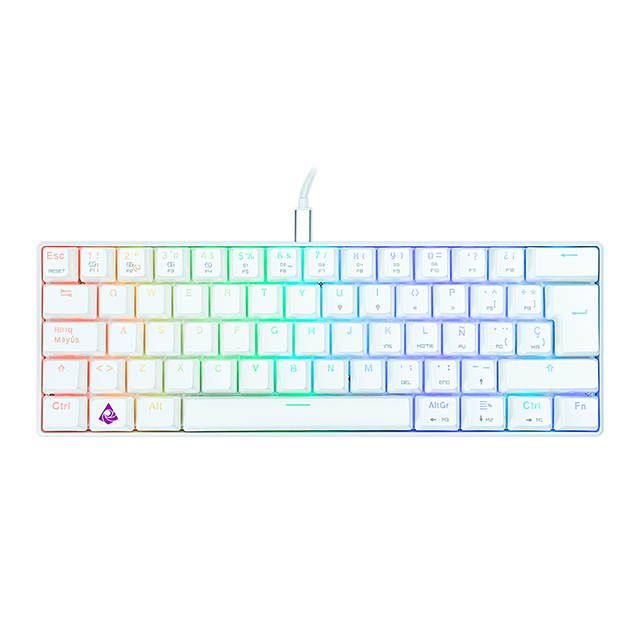 Teclado Gamer Mecanico 60% Munfrost Light Moon White, Switches Gateron Red, Alambrico, Iluminacion ARGB, Español