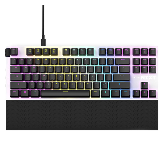 Teclado Mecánico Modular NZXT Function Tenkeyless Blanco, Switches Gateron Red, RGB, Hot Swap, USB C, Ingles - KB-1TKUS-WR