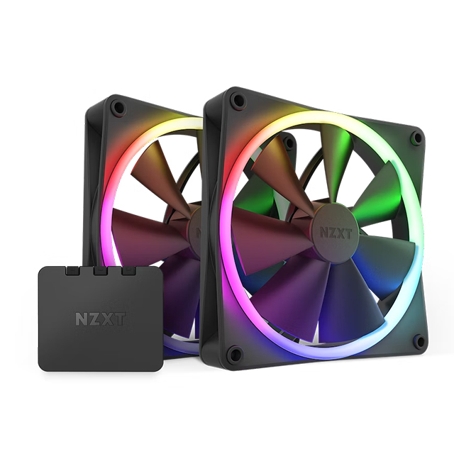 Ventiladores NZXT F140 RGB - Kit de 2 Ventiladores 140mm Negros - RF-R14DF-B1