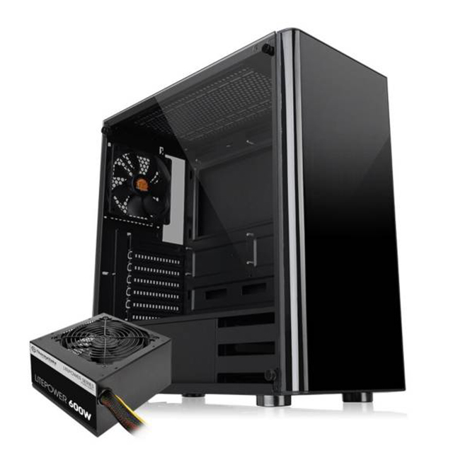 Gabinete Thermaltake V200 TG con fuente 600w, Cristal Templado, ATX, USB 3.0, 1 Ventilador 120mm - CA-3K8-60M1WU-00