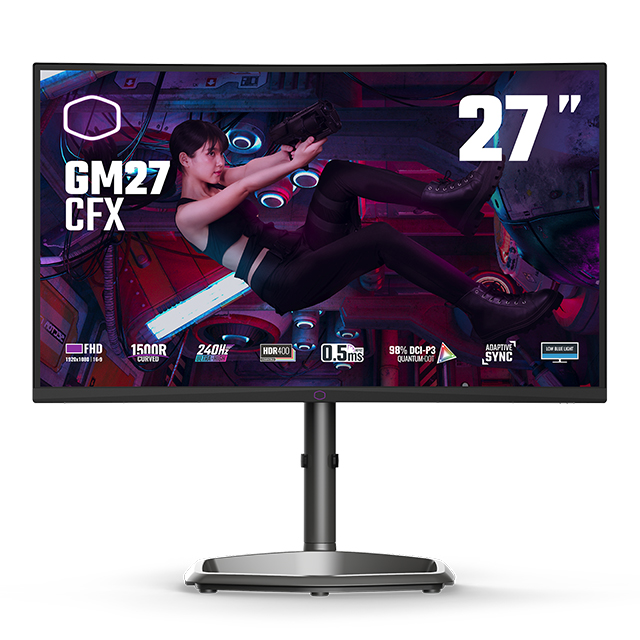 Monitor Gamer Cooler Master GM27-CFX, 27", 1920 x 1080, FHD, VA, 0.5MS, 240Hz, Adaptative Sync, HDR, Bocinas, HDMI, Displayport - CMI-GM27-CFX