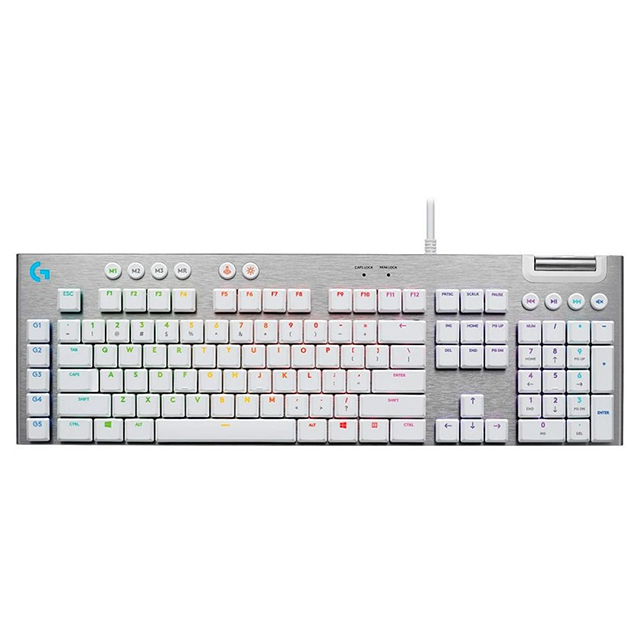 Teclado Mecánico Logitech G815 Blanco, Switches Low Profile GL Tactil, Lightsync RGB, Ingles- 920-011354