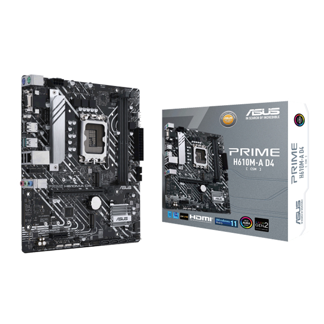 Tarjeta Madre Asus Prime H610M-A D4-CSM, Micro-ATX, 12th Gen Intel, LGA1700, DDR4 3200Mhz, 2x M.2