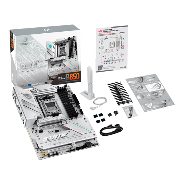 Tarjeta Madre ASUS ROG Strix B850-A Gaming WiFi, AMD AM5, DDR5 8000, ATX, Wi-Fi 7, Bluetooth, Color Blanco – ROG STRIX B850-A GAMING WIFI