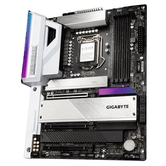 Tarjeta Madre Gigabyte Z590 Vision G, 10-11 Gen Intel, DDR4 5333Mhz OC, ATX, Quad M.2, RGB Fusion 2.0