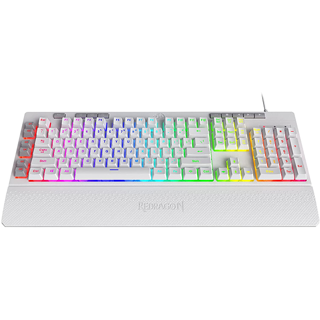 Teclado Gamer de Membrana Redragon Shiva White K512W-RGB-SP, Macros personalizables, Reposa muñecas, Español