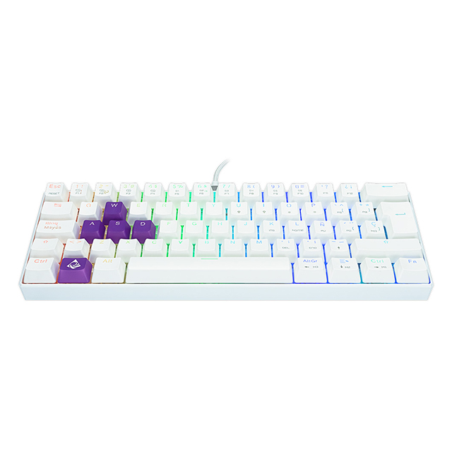 Teclado Gamer Mecanico 60% Munfrost Light Moon White, Switches Gateron Red, Alambrico, Iluminacion ARGB, Español