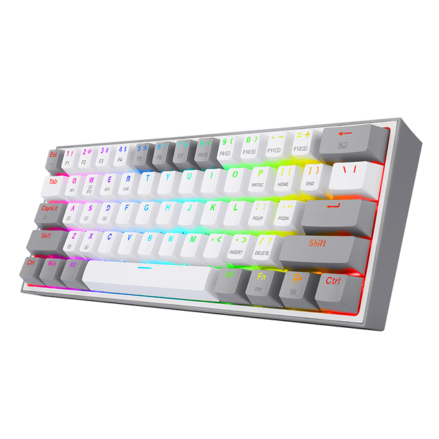 Teclado Gamer Mecánico 60% Redragon Fizz Pro White Grey, Switches Redragon Red, Inalámbrico, USB 2.4Ghz, Bluetooth 5.0, Iluminación RGB, Ingles - K616-RGB WG