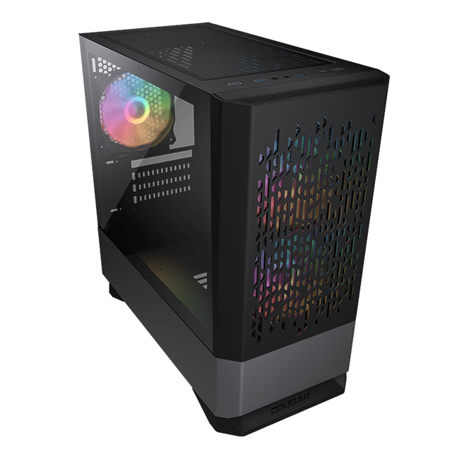 Gabinete Cougar MG140 Air RGB, Cristal Templado, 3 Ventiladores ARGB, M-ATX - CGR-5JM8B-AIR-RGB