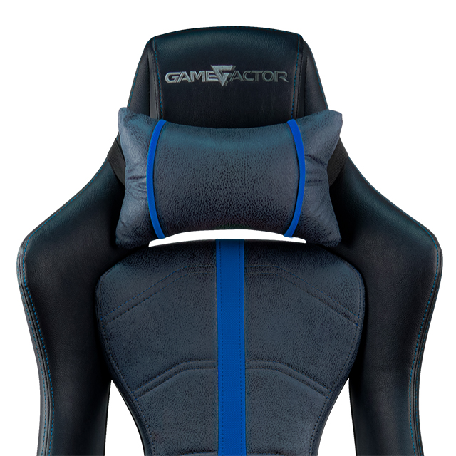 Silla Gamer GameFactor CGC650, Negro/Azul, Reclinable, 4D, 150Kg - CGC650-BL