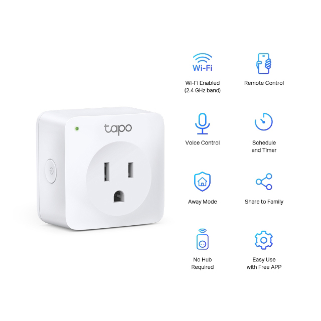 Mini contactos de Wi-Fi inteligentes TP-Link Tapo P100 2 Pack | Compatible con Hey Google y Alexa