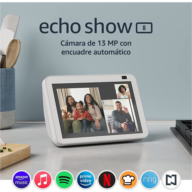 Amazon Echo Show 8 2da Gen | Pantalla Inteligente HD con Alexa | Camara 13 MP | Blanca - 53-022587