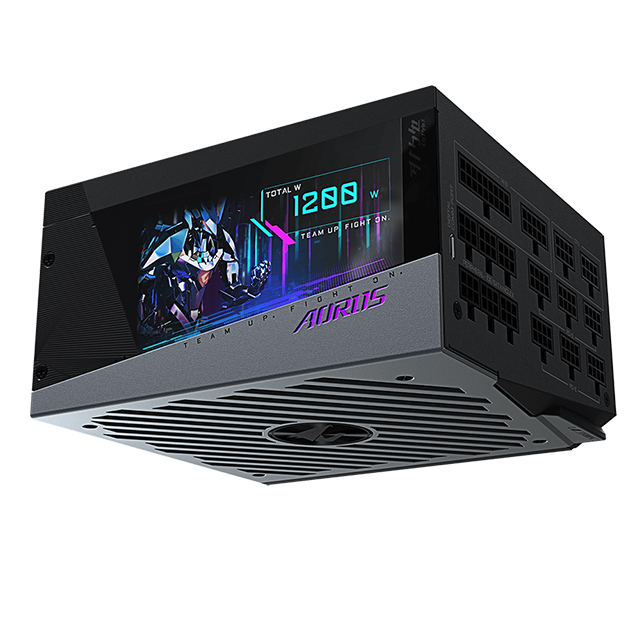 Fuente de Poder Gigabyte Aorus P1200W 80 Plus Platinum, Fully Modular, Smart FAN, Pantalla LCD - GP-AP1200G