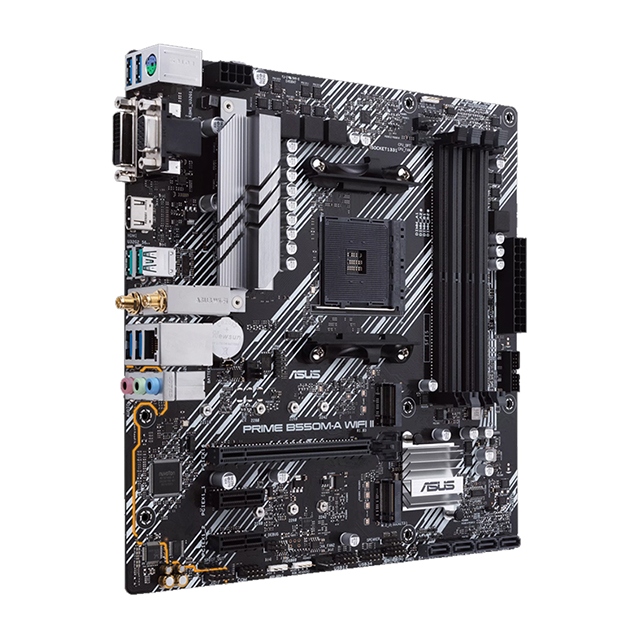 Tarjeta Madre Asus Prime B550M-A WiFi II, Micro ATX, AM4, DDR4 4866Mhz OC, x2 M.2, WiFi 6, Bluetooth 5.1, Aura Sync