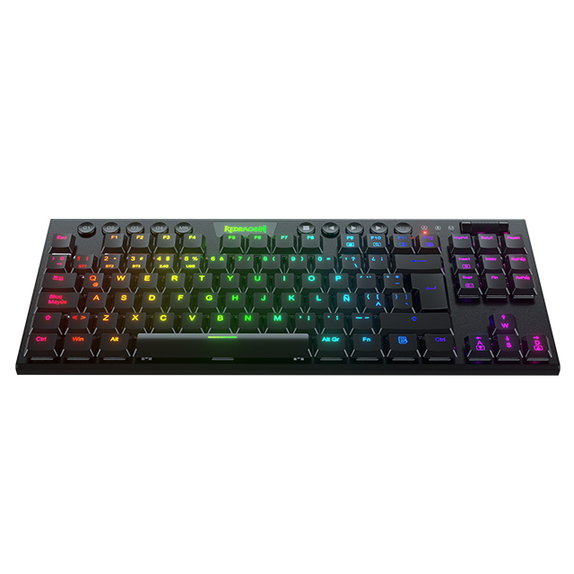 Teclado Gamer Mecanico Redragon Horus TKL RGB, Switches Red Ultra Low Profile, Inalámbrico, USB 2.4Ghz, Bluetooth 5.0, Iluminación RGB, Español - K621-RGB-SP RD