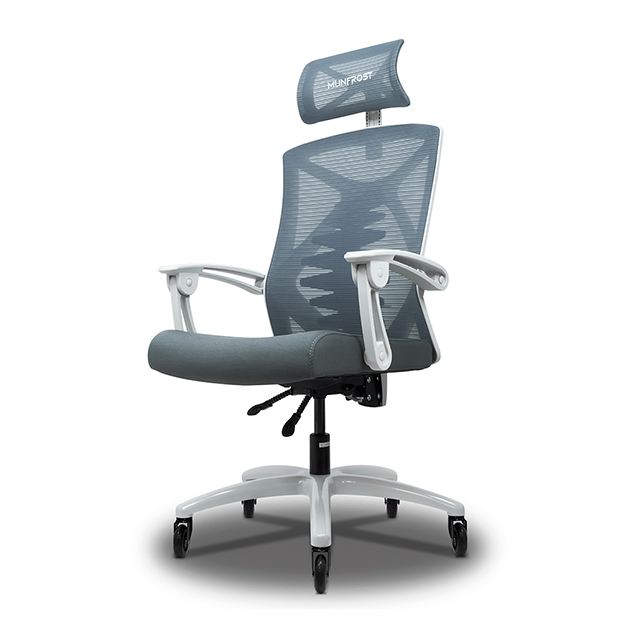 Silla Gamer Munfrost Nova Gris con Blanco | Reclinable | 180KG | Ruedas tipo patin - MFMSIL1W