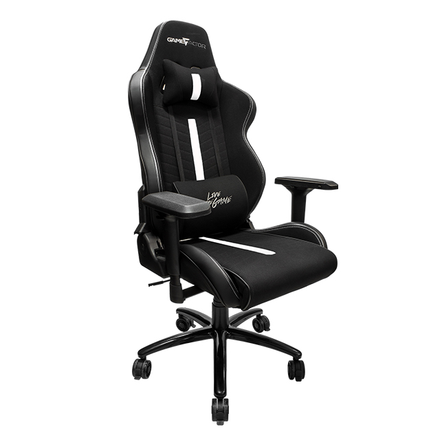 Silla Gamer GameFactor CGC601 XL, Tela, Reclinable, Negro/Blanco