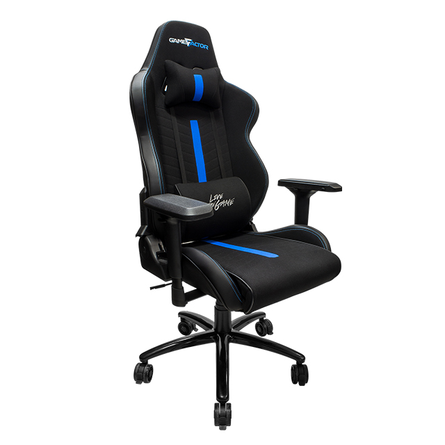 Silla Gamer GameFactor CGC601 XL, Tela, Reclinable, Negro/Azul