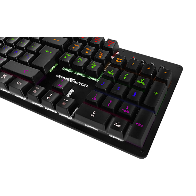 Teclado Mecanico GameFactor KBG400, Retroiluminado, Switch Blue, USB, Negro - KBG400-BL