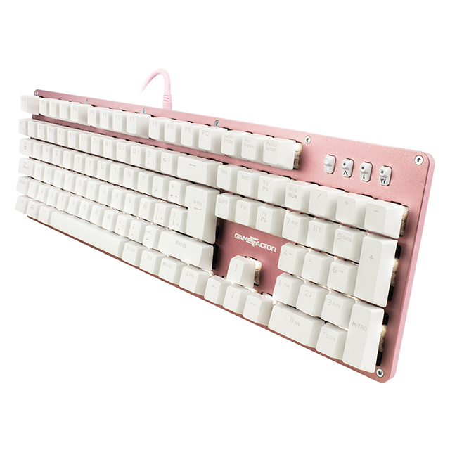 Teclado Mecanico GameFactor KBG400, Retroiluminado, Switch Blue, USB, Rosa - KBG400-PK-BL