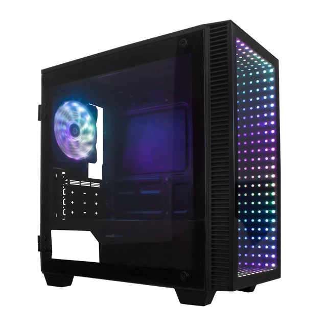 Gabinete GameFactor CSG560, Micro-ATX, ARGB, Vidrio Templado, Panel frontal Infinity