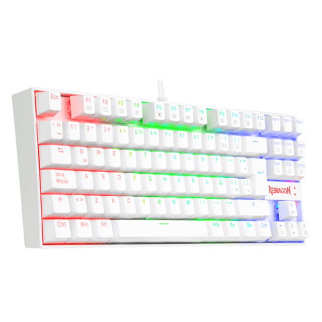 Teclado Mecanico Redragon Kumara White K552WRGB-SP, TKL, Switches Redragon Blue, Español