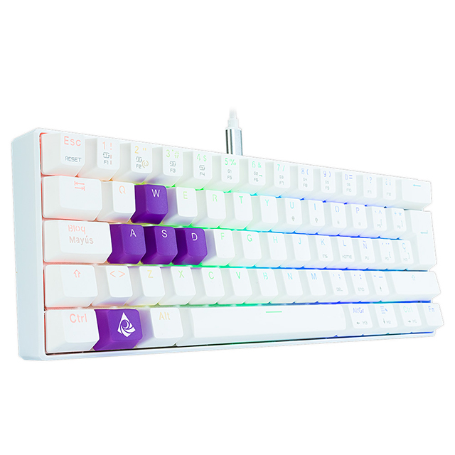 Teclado Gamer Mecanico 60% Munfrost Light Moon White, Switches Gateron Blue, Alambrico, Iluminacion ARGB, Español