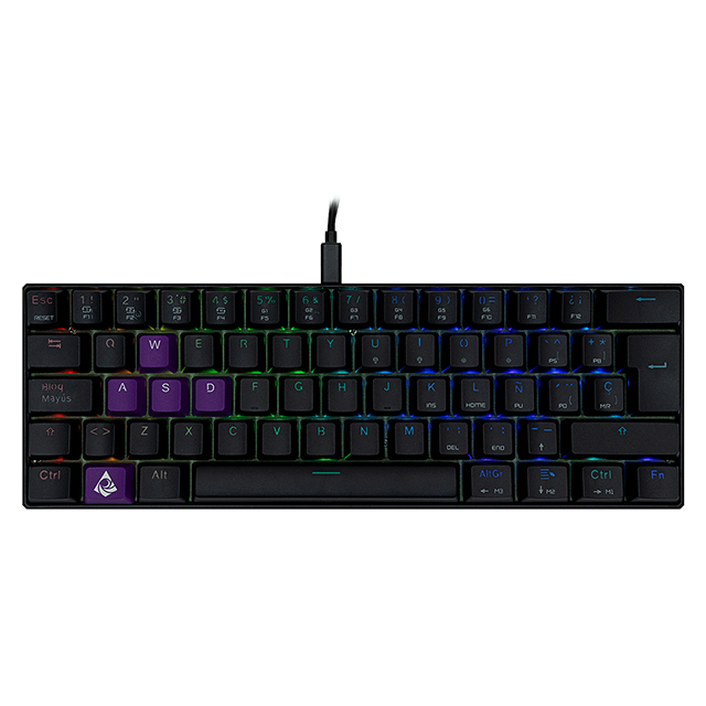 Teclado Gamer Mecanico 60% Munfrost Dark Moon Black, Switches Gateron Red, Alambrico, Iluminacion ARGB, Español