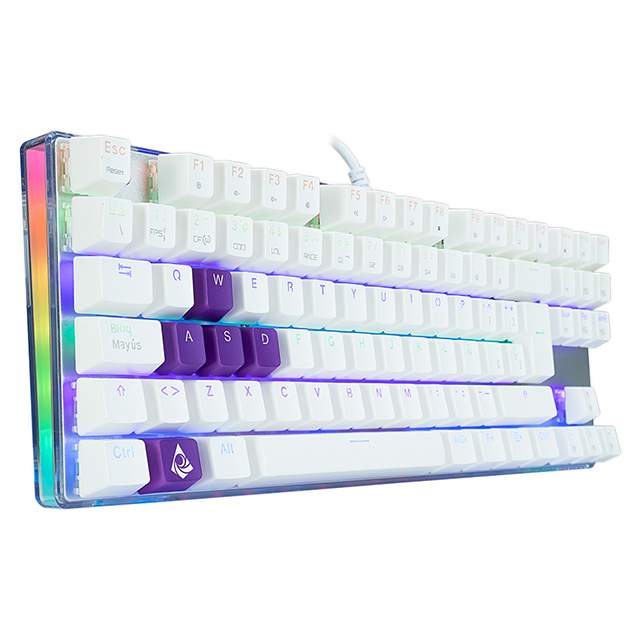 Teclado Gamer Mecanico Munfrost Deimos White, Switches Gateron Red, Formato TKL, Alambrico, Iluminacion ARGB, Español