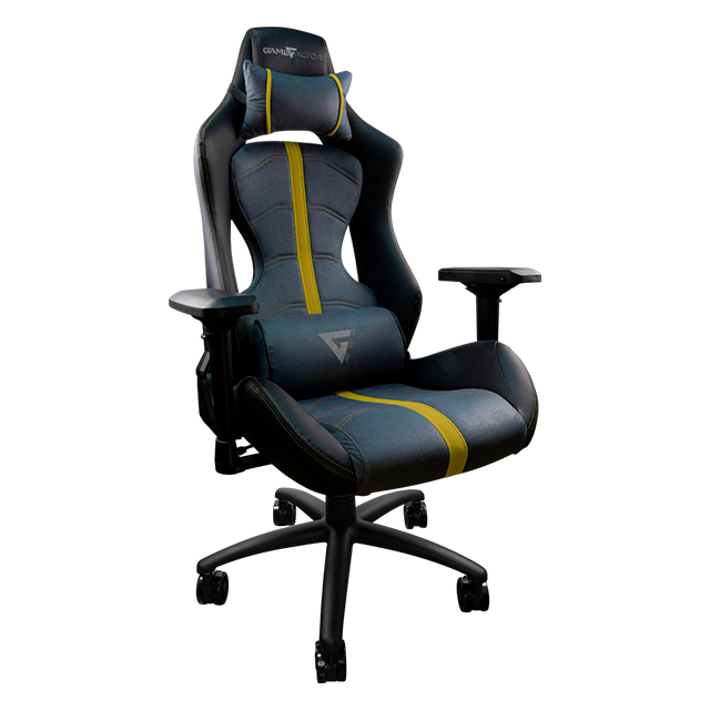 Silla Gamer GameFactor CGC650, Negro/Amarillo, Reclinable, 4D, 150Kg - CGC650-YL