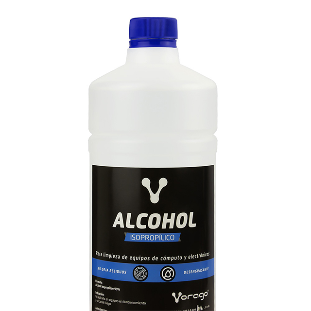 Alcohol Isopropílico Vorago CLN-108 | 1 litro | Elimina polvo y residuos | Rápida evaporación