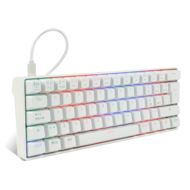 Teclado Gamer Mecanico 60% GameFactor KBG560-RD-WH | Switches Gateron Red | Alambrico | Iluminacion RGB | Español