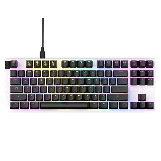 Teclado Mecánico Modular NZXT Function Tenkeyless Blanco, Switches Gateron Red, RGB, Hot Swap, USB C, Ingles - KB-1TKUS-WR